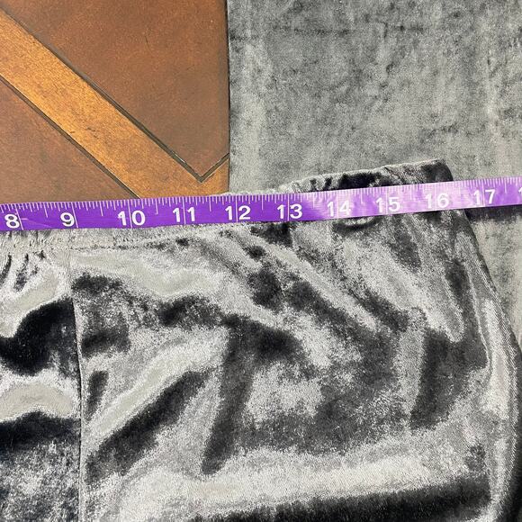 EZRA Women's Silver Crushed Velour Flared Leg Pants Size Large Y2K Stretch - Picture 6 of 6